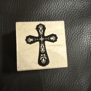 Brand New Vintage Craft Smart Wooden Rubber Stamp "Cross Religious Stamp"